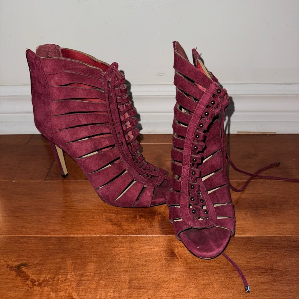 Vince Camuto Red Heeled Sandals with Cage Design